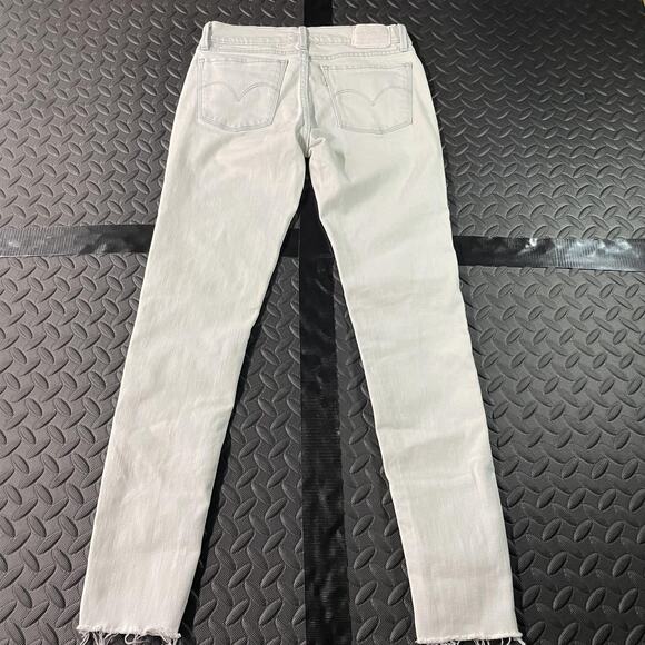 Levi's Jeans Womens 26 Light Gray 710 Super Skinny Raw Fringe Hem Stretch Denim - Picture 8 of 9